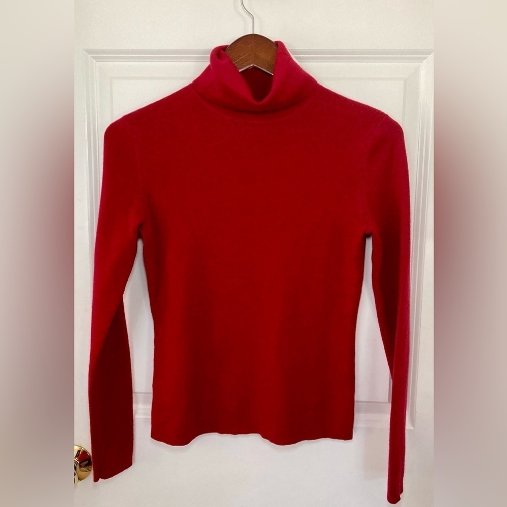 Ann Taylor Loft wool blend red turtleneck sweater- size S